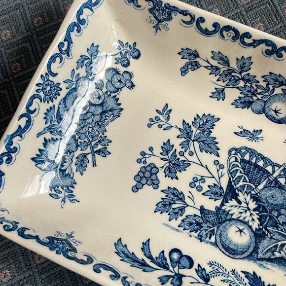 Vintage Mason's Patent Ironstone Blue and White "Fruit Basket" Small Tray - Picture 4 of 12